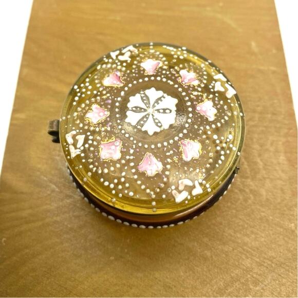 Vintage Attributed to Moser Yellow‎ Glass Bohemian enamel Glass Trinket Box